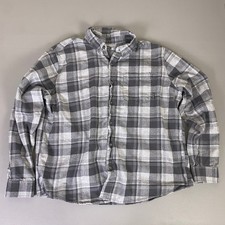 Eddie Bauer Flannel Shirt Men's 2XL Gray Plaid Long Sleeve Button Up 100 Cotton