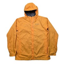 Columbia Omni Tech Rain Jacket Kids Large 14 16 Orange Yellow Hooded Wind