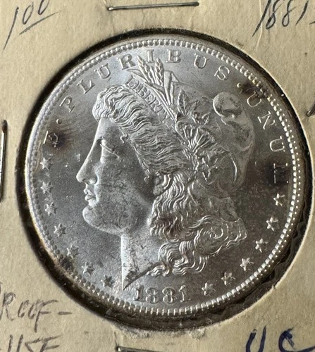 1881 S Morgan Silver Dollar Unc Proof Like Toned Spots Same As Pics