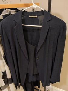Women's Navy Linen Emporio Armani 3 Piece Suit 4-6