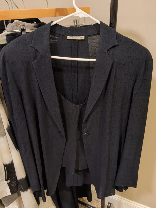 Women's Navy Linen Emporio Armani 3 Piece Suit 4-6