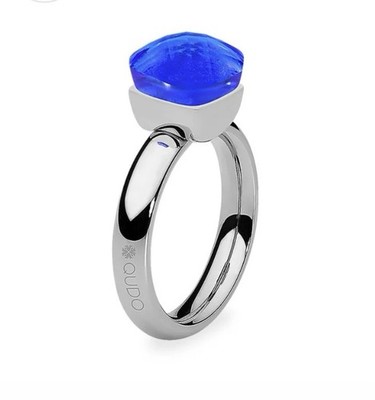 Qudo Ring ~Stainless Steel~ Silver Tone W/blue Crystal~ Size 7 ~New