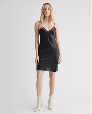 Quince 100% Washable Silk Mini Slip Dress - Size Medium - Color Black