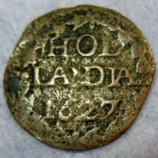 Virgin of Holland 1627 Colonial New York Penny Copper Cent Hollandia Mint Certif