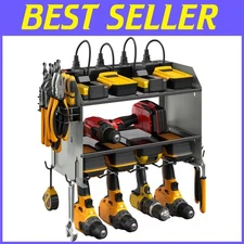 Power Tool Organizer with 8 Outlet Charging Station