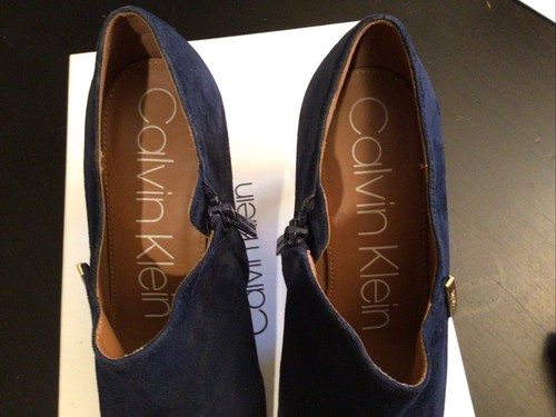 Pre Owned Calvin Klein Bootie Shoes 8.5 Women Jenna Kid Suede Dark Navy 34E7534 - Picture 5 of 9