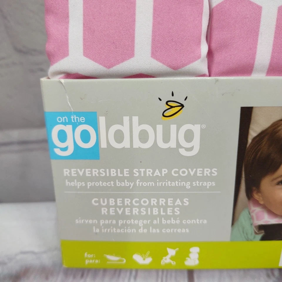 Pink Reversible STRAP COVERS for Baby Car Seat - Cute and Comfy - On The Goldbug - Image 2 of 4