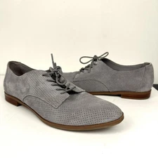 Crown Vintage Suede Leather Perforated Periwinkle Blue Almond Toe Oxfords SIZE 9