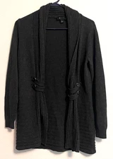 AB Studio Women’s Charcoal Gray Open Front Cardigan Size Medium