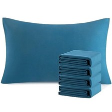 Queen Pillowcase Set - 4 Pack Brushed Microfiber Queen 20" x 30" Teal Blue