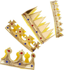 4Pcs Birthday King Crowns Golden King Headband Boys Hair Ties Costumes for Baby