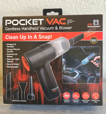 #ad Pocket Vac Rechargeable Vacuum amp; Blower w Accessories Portable As Seen on TV NEW $13.88