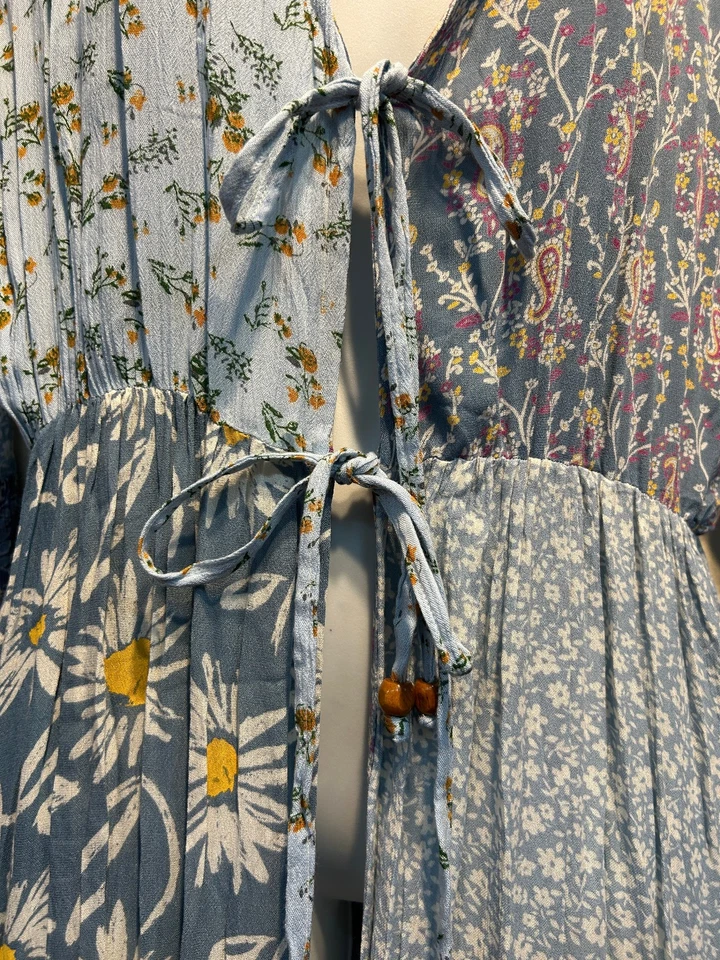 Nuevo con etiquetas HILOS SAGRADOS parche boho floral hippie rayón TOP CÁRDIGAN CHAQUETA PLUMERO XL Foto 4 de 4