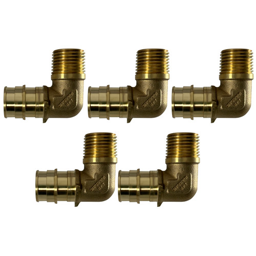 5 Pack XFITTING 3/4" Pex A x 1/2" Male Elbow, Expansion MNPT Elbow