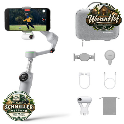 Gimbal Smartphone KI-Tracker Bundle Grau für Insta360 Flow 2 Pro