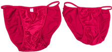 Vintage Victoria Secret Second Skin Satin String Bikini Panty MED red lot AS IS
