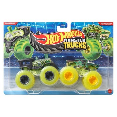 Hot Wheels Monster Trucks Loco Punk Hotweiler Demolition Doubles 2 Pack