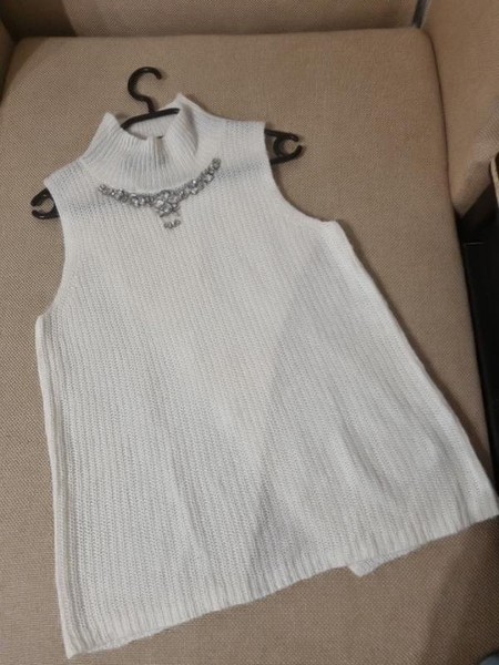 Women French Connection Vest White Acrylic 36 / S