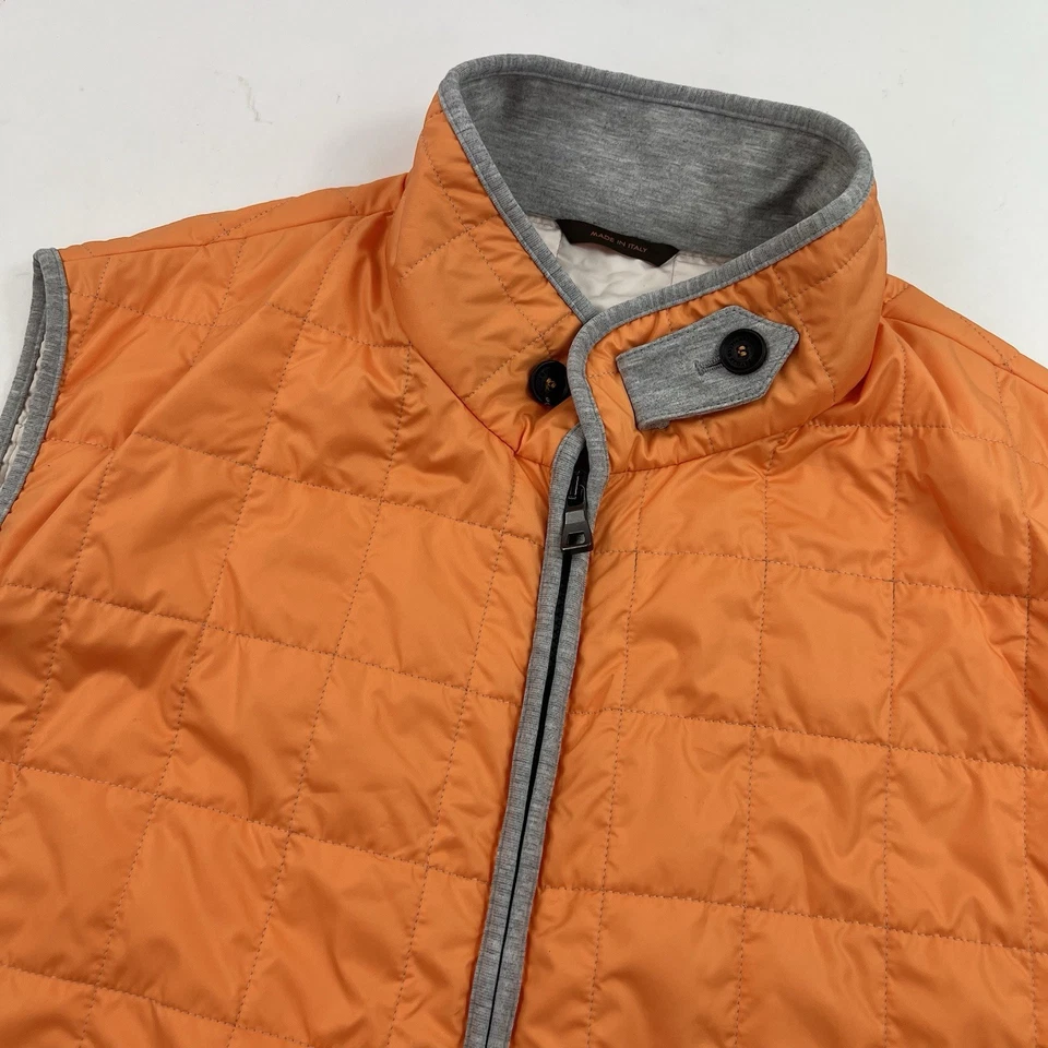 Waterville Orange Dahlia Theo Quilted Vest Full Zip made Italy Size 58 - Image 2 of 4