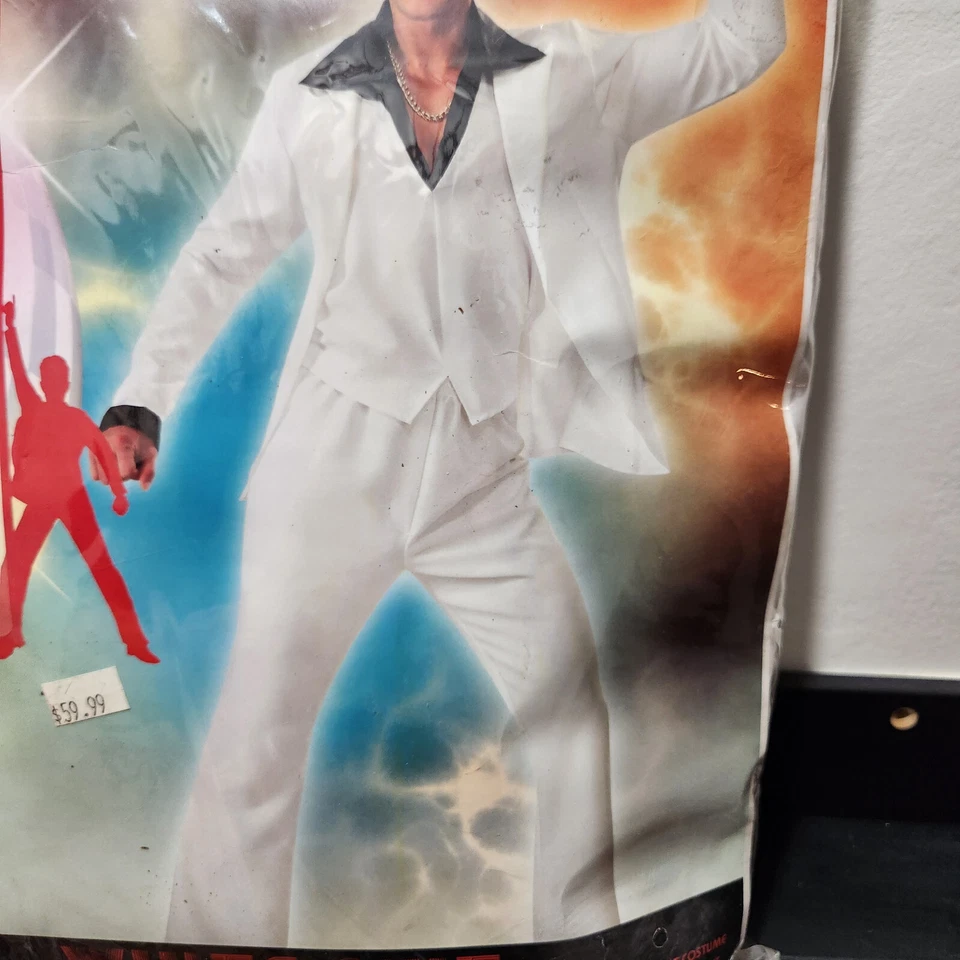 Traje blanco Saturday Night Fever (talla estándar de rubí) discoteca John Travolta Foto 2 de 4
