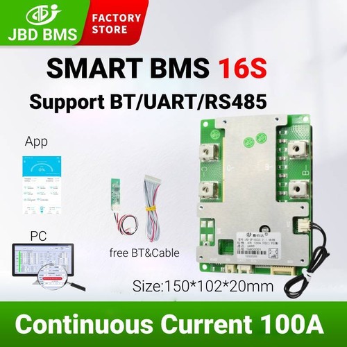 JBD Smart BMS 16S 100A 48V LiFePO4 Li-ion PCB Circuit Board 3NTCs w ...