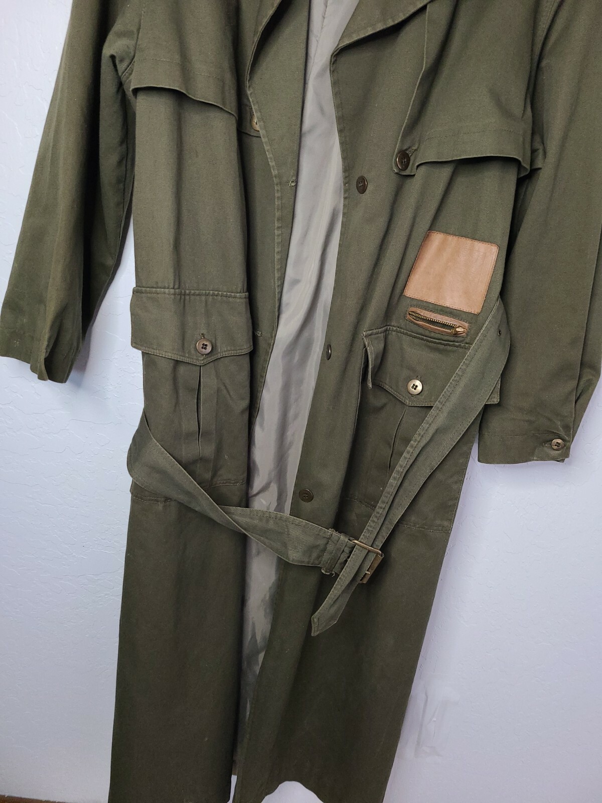 Classic Military Style Trench Coat, Olive Army Green … - Gem