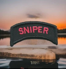 Red Black Sniper Tab Patch Fits For VELCRO® BRAND Loop Fastener