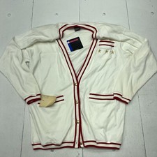 Vintage I.B. Diffusion Sport White Red Oversized Cardigan Nautical Womens M