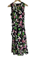 Who What Wear Women Med Floral Wrap Midi Dress Sleeveless V Neck Ruffle XS