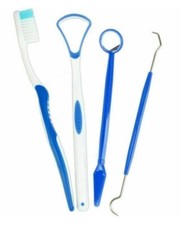 4PC Dental Care Kit Toothbrush Tongue Cleaner Mirror Tooth Pick Brush Cleaning