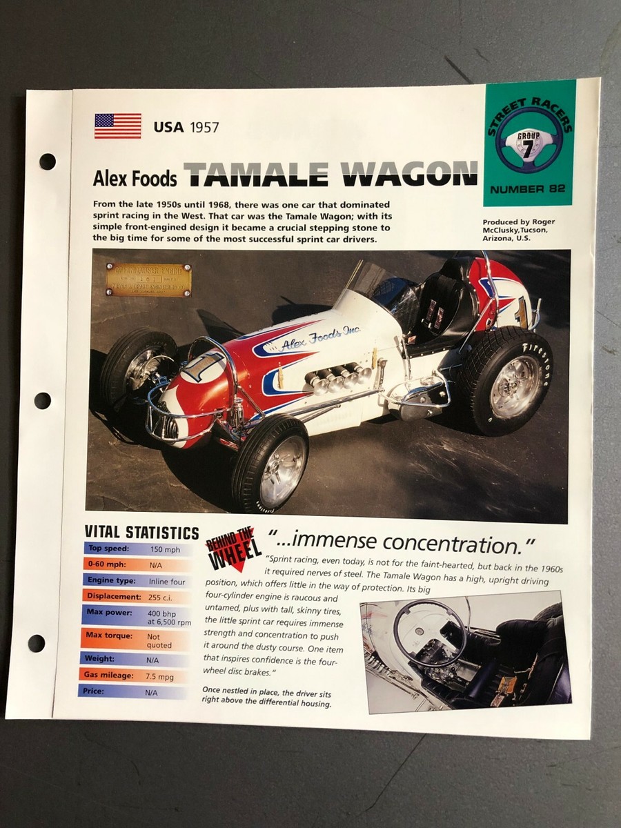 1957 Alex Foods Tamale Wagon Sprint Car IMP Hot Cars Spec Sheet