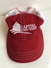 Capital Farm Credit Snapback Trucker Cap Red White Size M Adjustable Cotton Soft