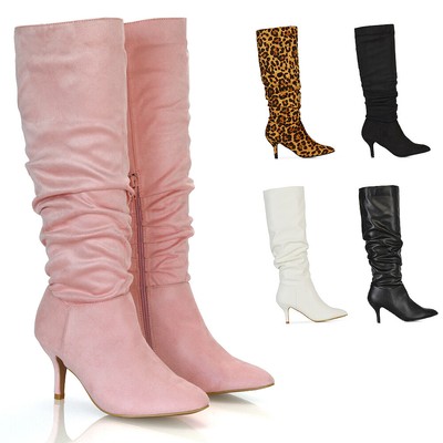 ruched pointed toe boots