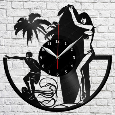 Surfing Vinyl Clock Record Wall Clock Decor Fan Art Home 3432