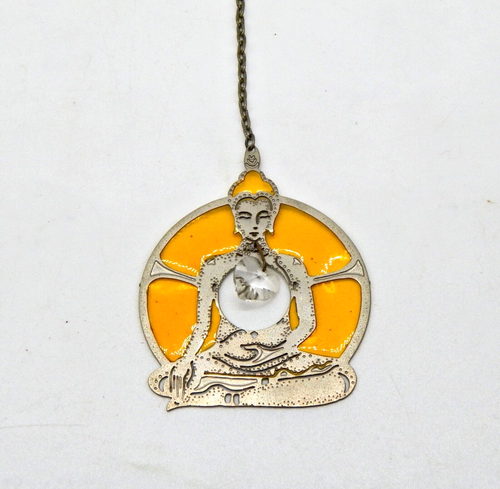 Vintage Yellow Metal Budda Window Hanger - Picture 3 of 6
