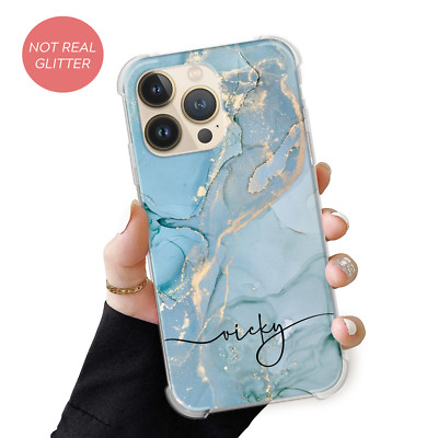 Personalisierte Handy Hülle Name Stoßfest Cover für iPhone 11 12 13 14 XR Marmor