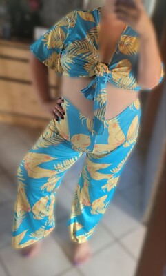 elegantes Set 4 XL sommer Muster 2 Teile Hose und Tshirt plus size große Größen