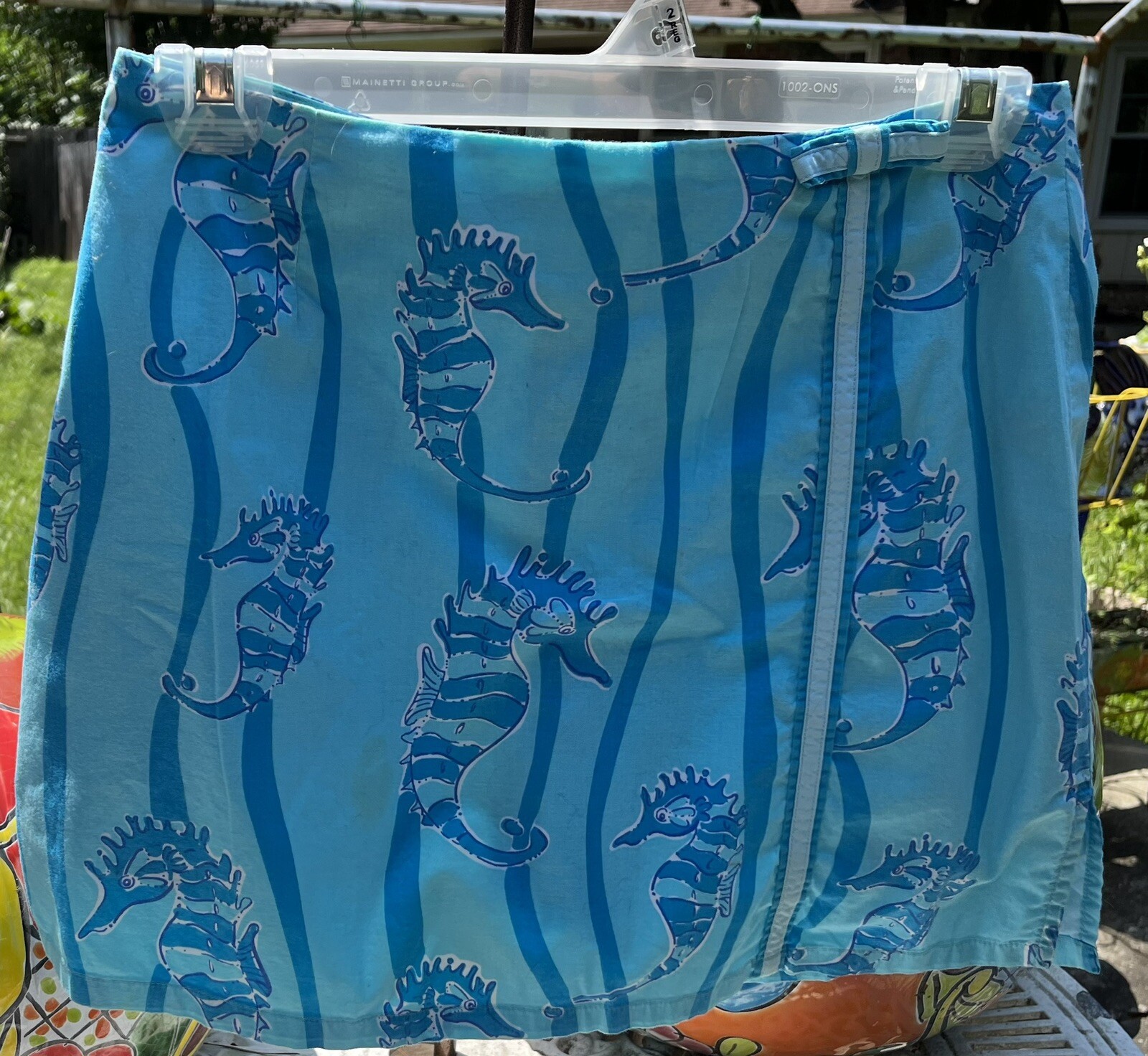 Skirt Lilly Pulitzer  sz  6 White Label Vintage 1990’s Turquoise Blues Seahorse-image