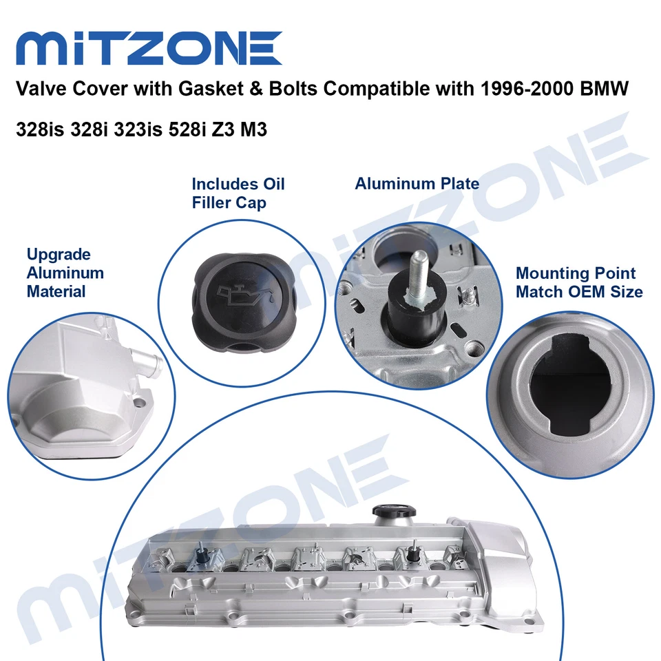 Cubierta de válvula de aluminio de actualización para BMW E36 328i 1996-1998 E39 528i⭐⭐⭐⭐⭐⭐⭐ Foto 4 de 4