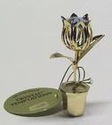 G 4202 Gold Tulip in Pot Swarovski Stones Crystal 24 Karat 7 cm