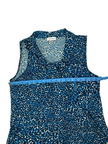 Calvin Klein ärmellose Bluse Größe XL blau Animalprint U-Ausschnitt - Bild 8 von 10