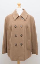 Camel Wool Mix Jacket Coat Size 48 Eur 22 Uk Vintage Double - Breasted Alexon