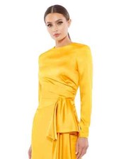 Mac Duggal 26644 MGO 6 Asymmetric Draped Hem Mini Dress Long Sleeve Magenta