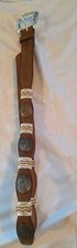 Nocona Leather Western Belt Size 34 Brown Silver Floral Concho N2423044