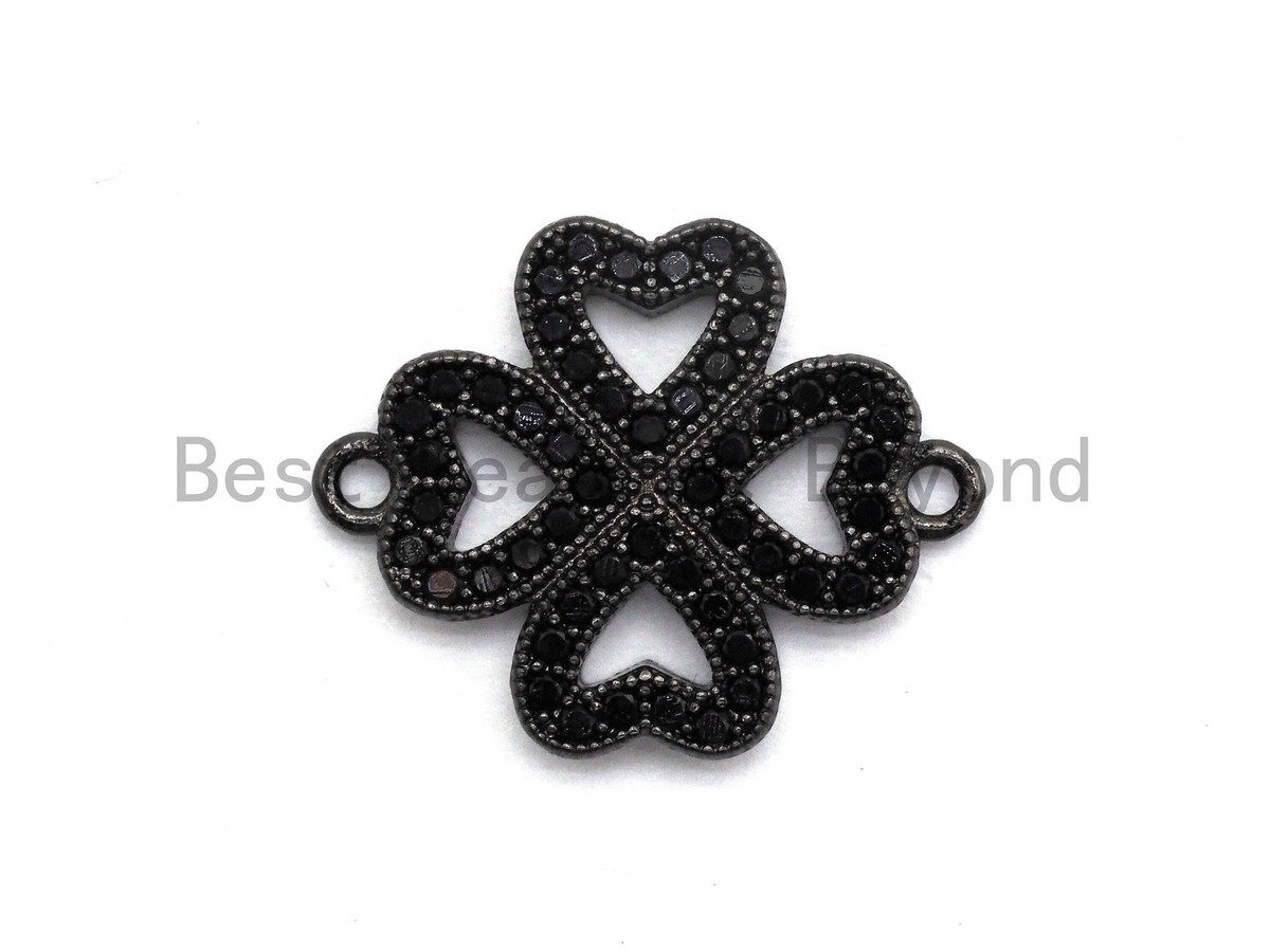 ☆*JAM CLOVER☆*。 Black CZ Clover Connector charm, sku#A93 | eBay