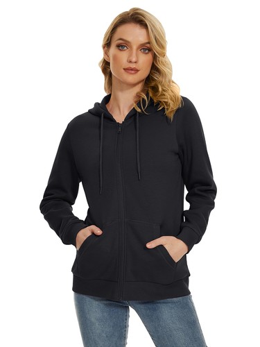 Women's Fleece Hoodies Casual Lightweight Sweatshirt Full Zip Sportswear Jackets - Picture 35 of 102