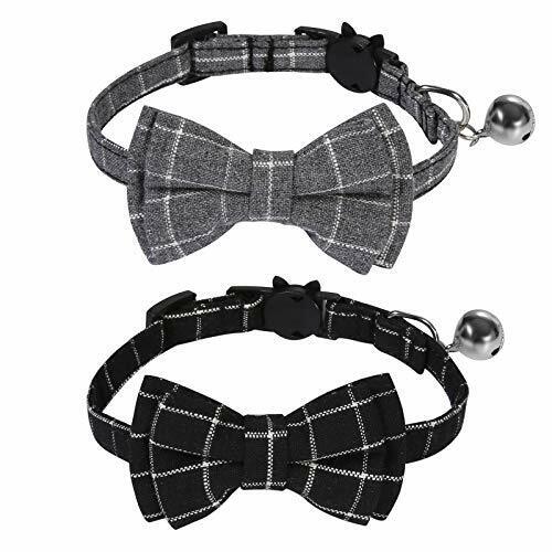 2 Pack Breakaway Cat Collar with Bell and Kitten 【即日発送】 完成品 Plaid C Bow Tie