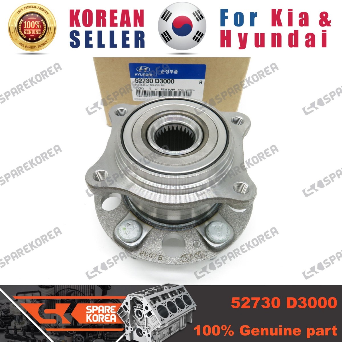 Genuine/OEM 52730D3000 HUB & BEARING ASSY-RR for Hyundai/Kia | eBay