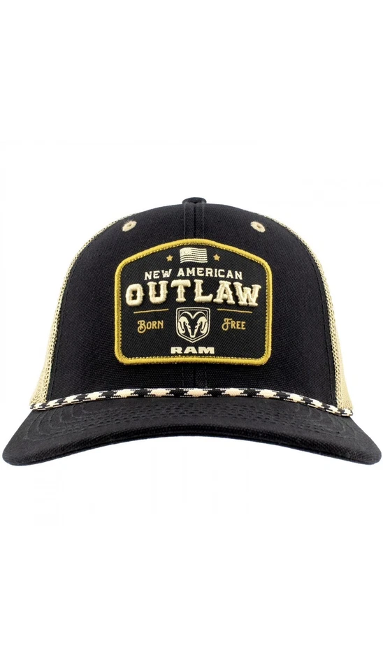 RAM Nuevo American Outlaw Snapback Malla Camionero Sombrero Negro Foto 4 de 4