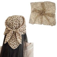 Leopard Print Bandana Scarf -Silk Hair Scarf Animal Print Leopard Neck Scarf Nec